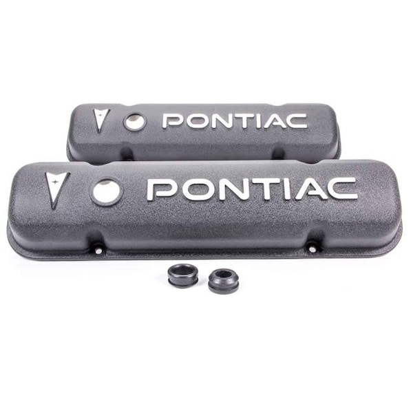 Racing Power R6520 Black Pontiac Aluminum Valve Cover with Pontiac Logo RPCR6520 - main